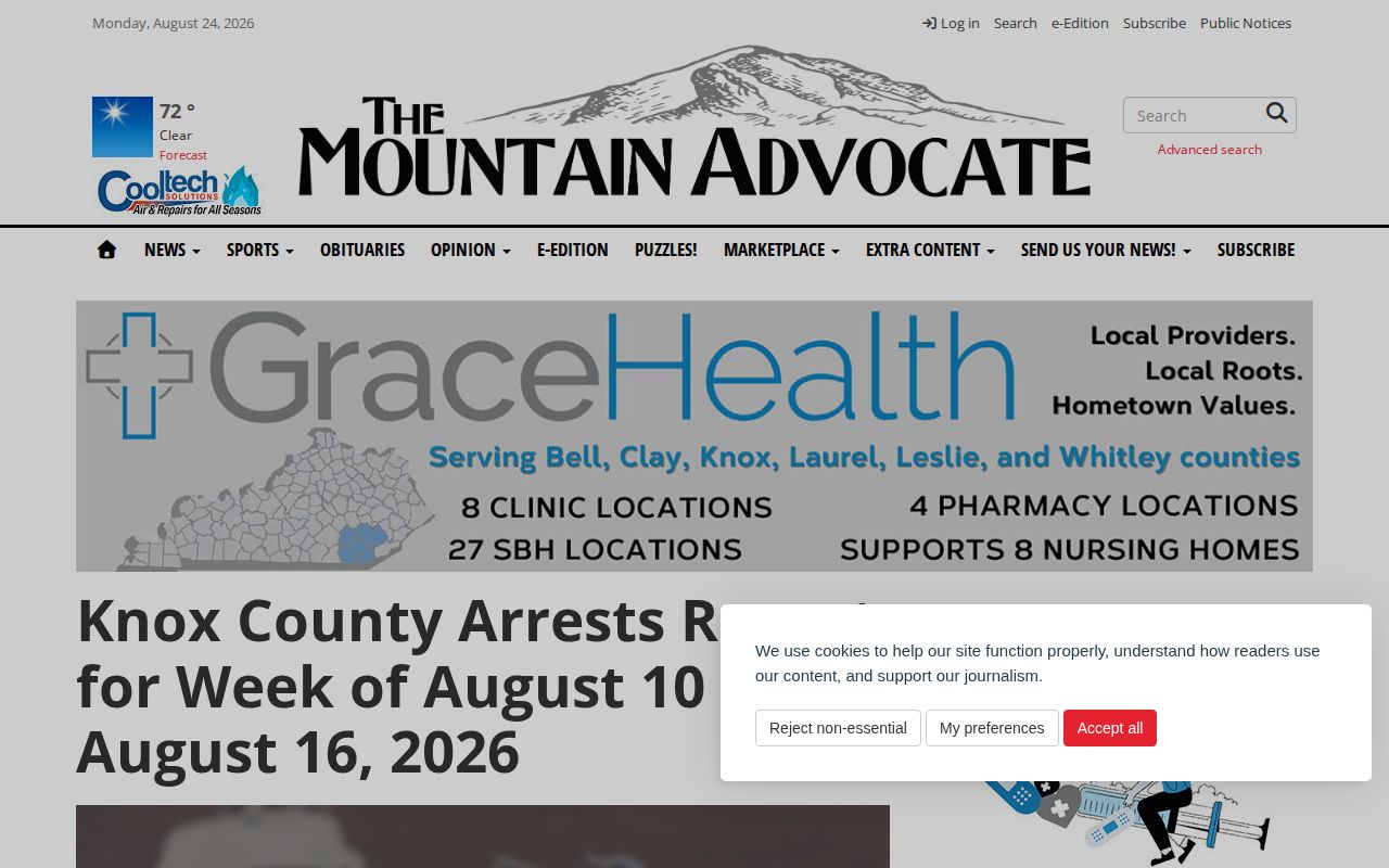 Knox County crime news weekly arrest report from the Mountain Advocate